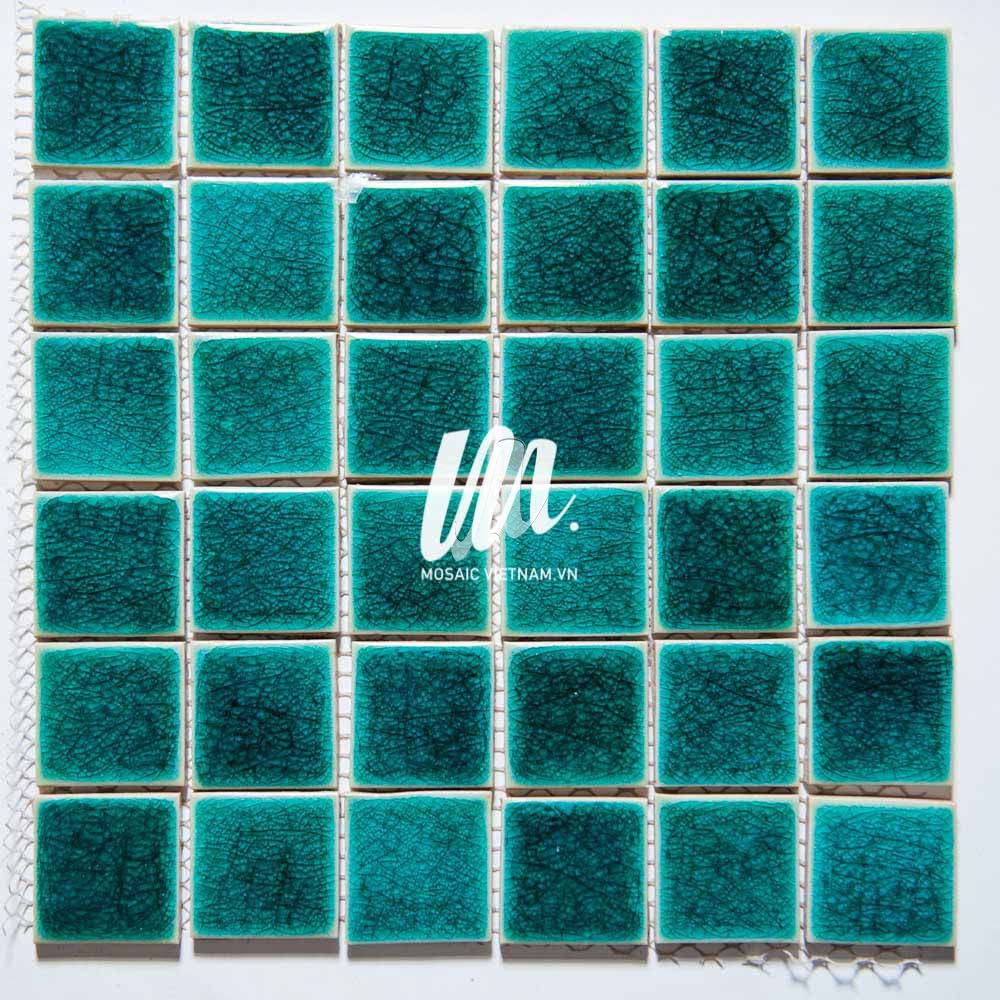 vỉ gạch mosaic men thủy tinh màu xanh thổ