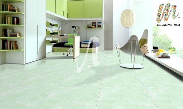 Sàn nhà lát gạch màu xanh lục phù hợp với người mệnh Mộc