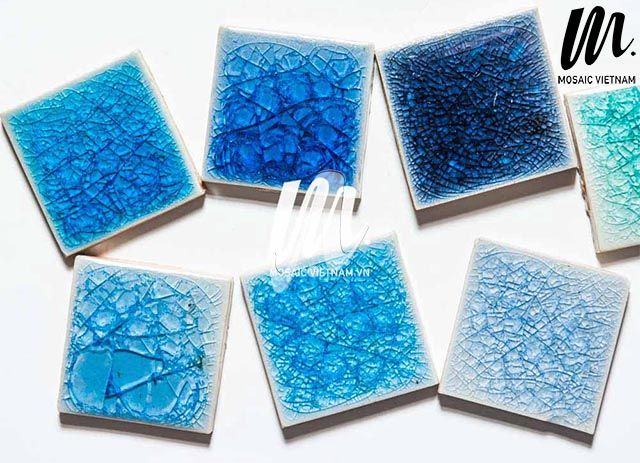 Gạch mosaic ốp bể bơi màu xanh