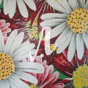 Tranh mosaic Cúc đại đóa trắng đỏ