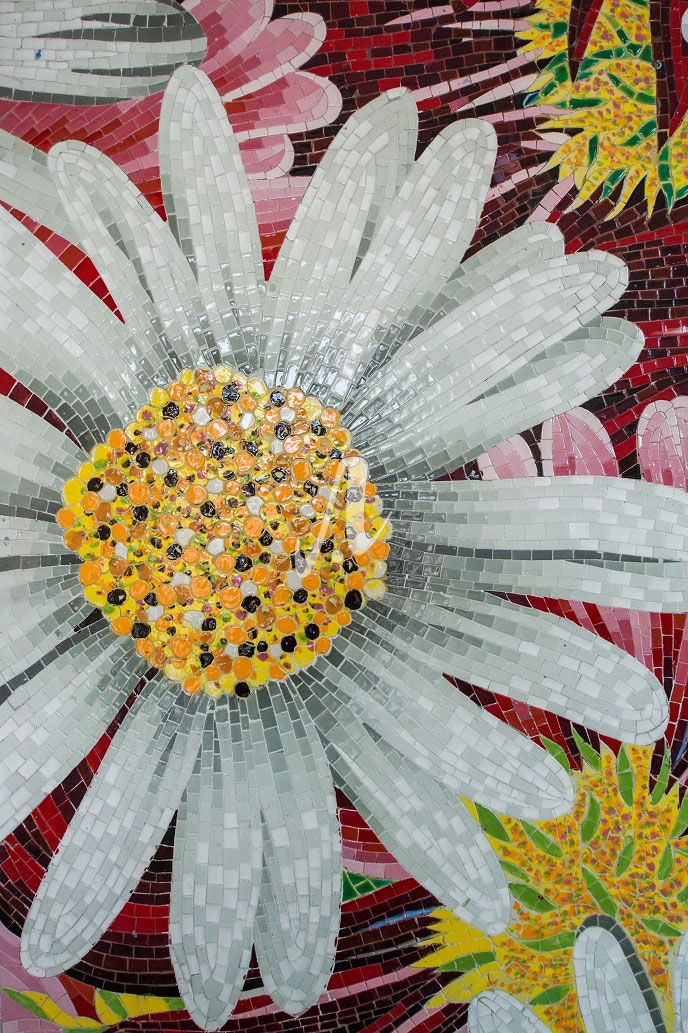 Tranh ghép mosaic Cúc đại đóa Tranh ghép mosaic Cúc đại đóa