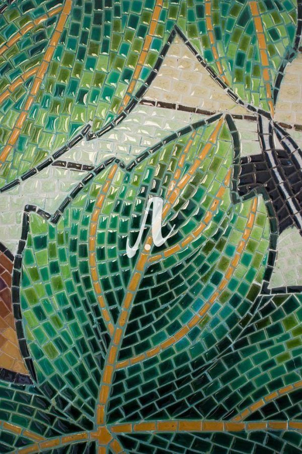 Tranh gốm mosaic Hoa đại trắng