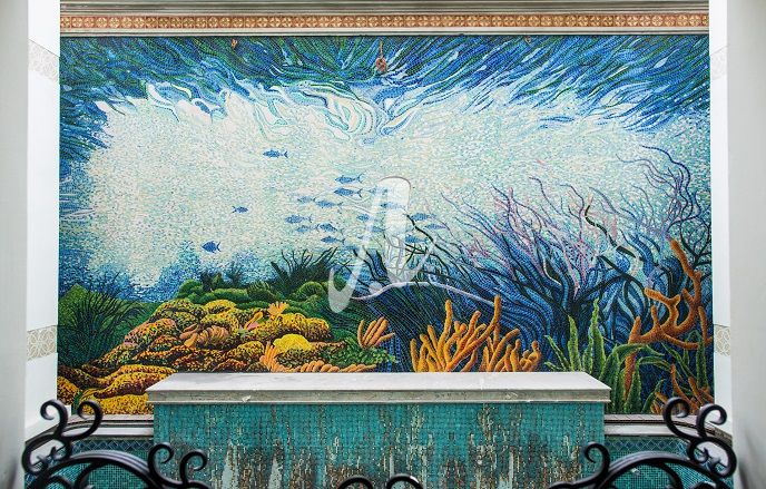 Tranh mosaic Đại dương xanh