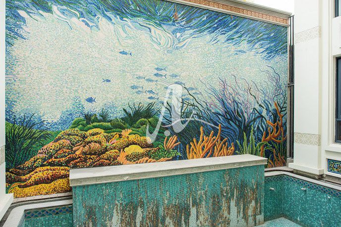 Tranh mosaic gốm Đại dương xanh