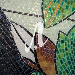 Tranh mosaic gốm hoa đại trắng