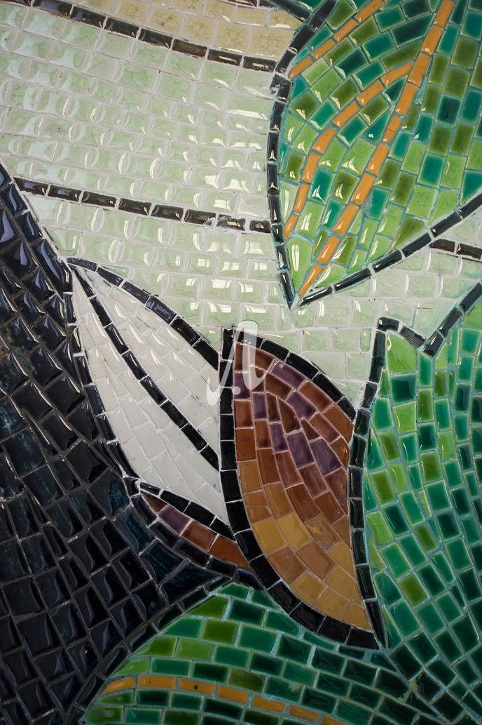 Tranh mosaic gốm hoa đại trắng Tranh mosaic gốm hoa đại trắng