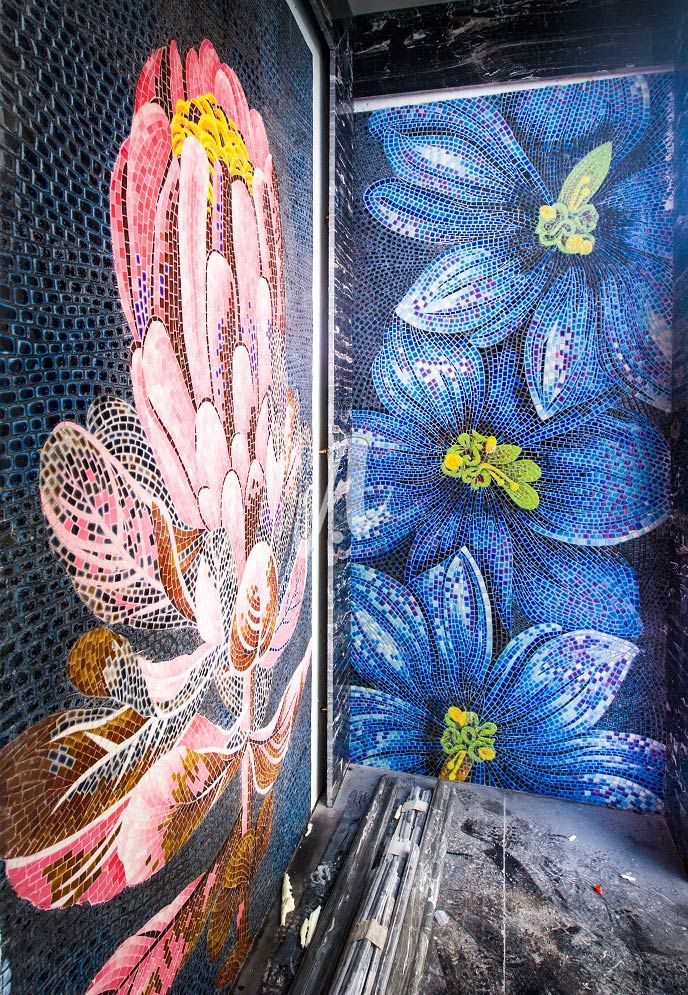 Tranh mosaic gốm Hoa thanh tú Tranh mosaic gốm Hoa thanh tú