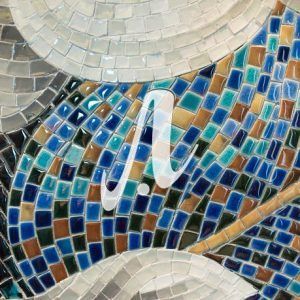 Tranh mosaic gốm Hoa trắng