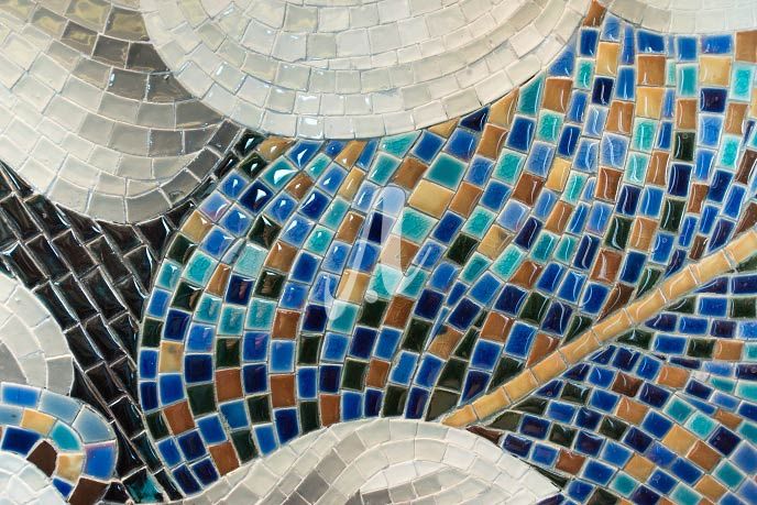 Tranh mosaic gốm Hoa trắng Tranh mosaic gốm Hoa trắng