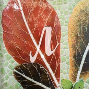 Tranh mosaic gốm Lá bàng thu