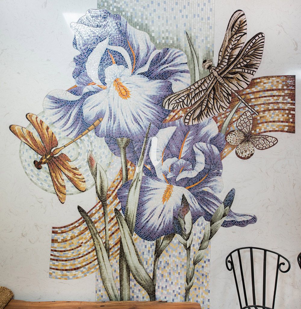 Tranh mosaic Hoa diên vĩ Tranh mosaic Hoa diên vĩ