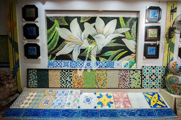 Tranh mosaic hoa loa kèn Tranh mosaic hoa loa kèn