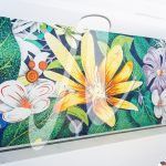 Tranh mosaic hoa đào hoa mai