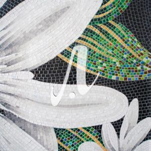 Tranh mosaic hoa mai, hoa đào trắng