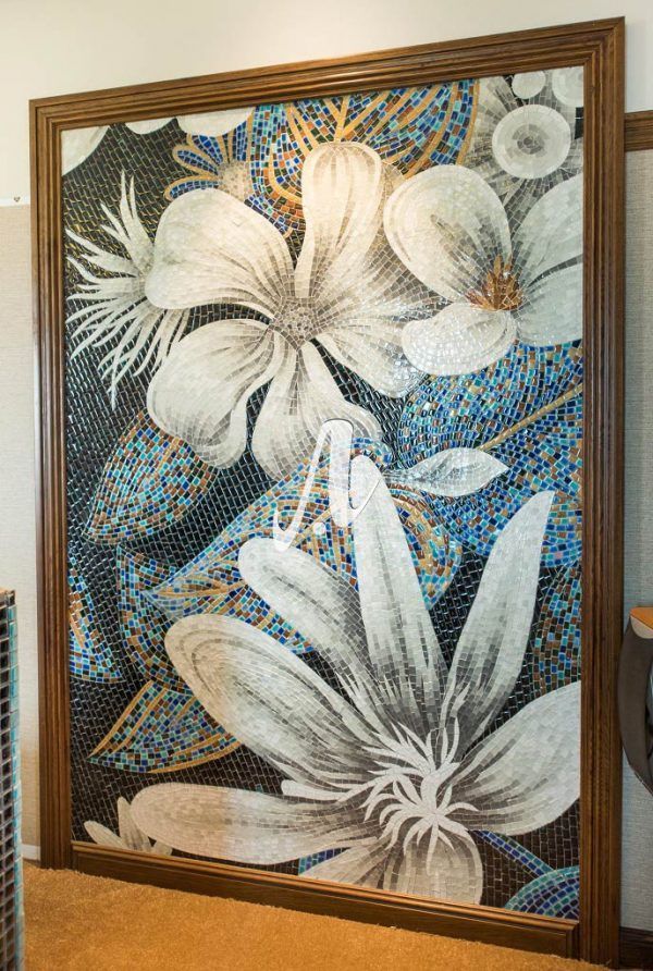 Tranh mosaic Hoa trắng