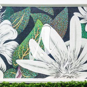 Tranh mosaic hoa đào trắng, hoa mai trắng