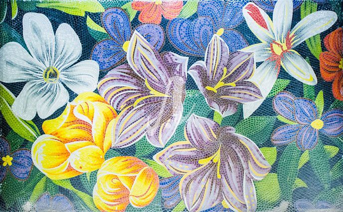 Tranh mosaic Trăm hoa khoe sắc Tranh mosaic Trăm hoa khoe sắc