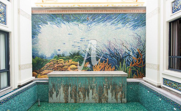 Tranh mosaic trang trí bể bơi