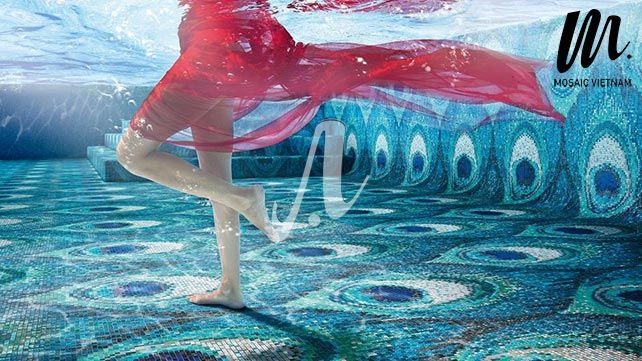 Tranh mosaic trang trí thành bể bơi