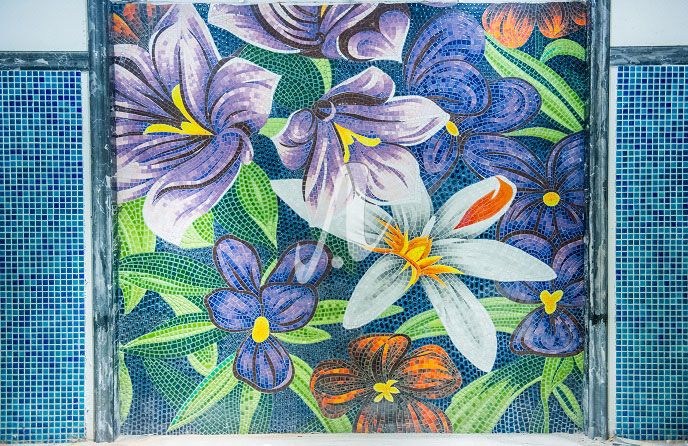 Tranh mosaic trang trí Trăm hoa khoe sắc