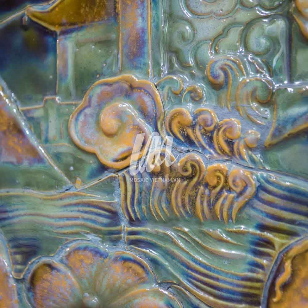 Tranh phù điêu Cá chép hóa rồng gốm sứ Tranh phù điêu Cá chép hóa rồng gốm sứ