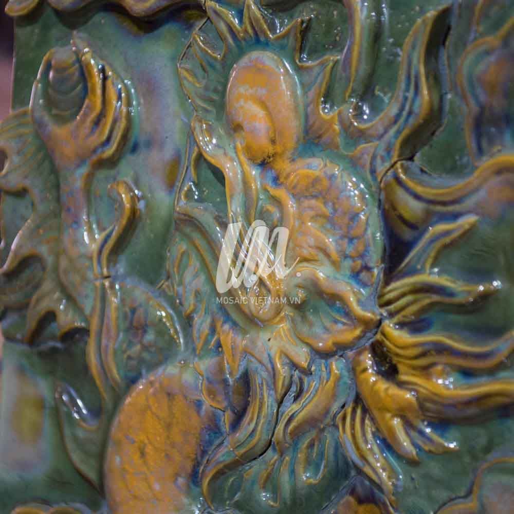 Tranh phù điêu gốm sứ Cá chép hóa rồng Tranh phù điêu gốm sứ Cá chép hóa rồng