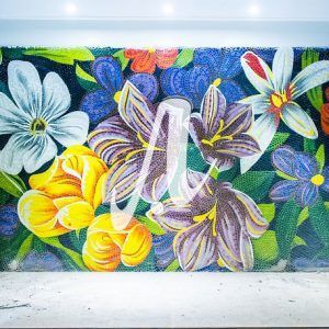 Tranh Trăm hoa khoe sắc mosaic