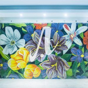 Tranh trang trí mosaic Trăm hoa khoe sắc