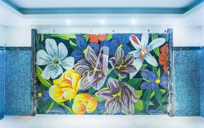 Tranh trang trí mosaic Trăm hoa khoe sắc Tranh trang trí mosaic Trăm hoa khoe sắc