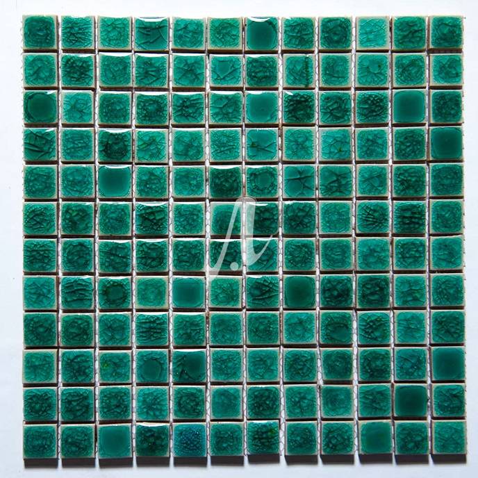 Gạch mosaic vuông xanh lục bảo đậm 23x23
