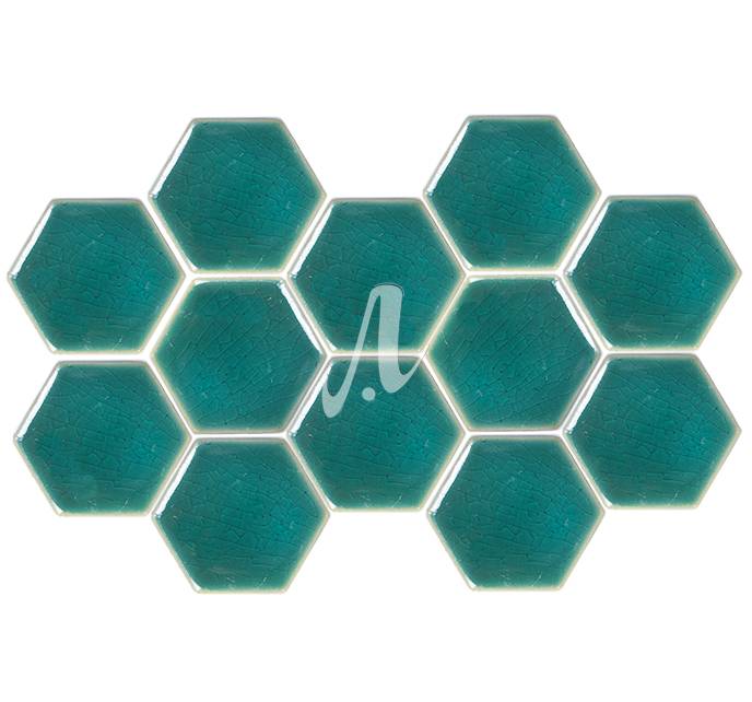 Gạch mosaic ốp thang máy lục giác cân xanh lục bảo 5.2x6