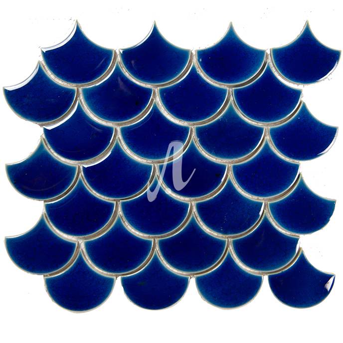 Gạch mosaic vảy cá xanh coban 6x7 cm