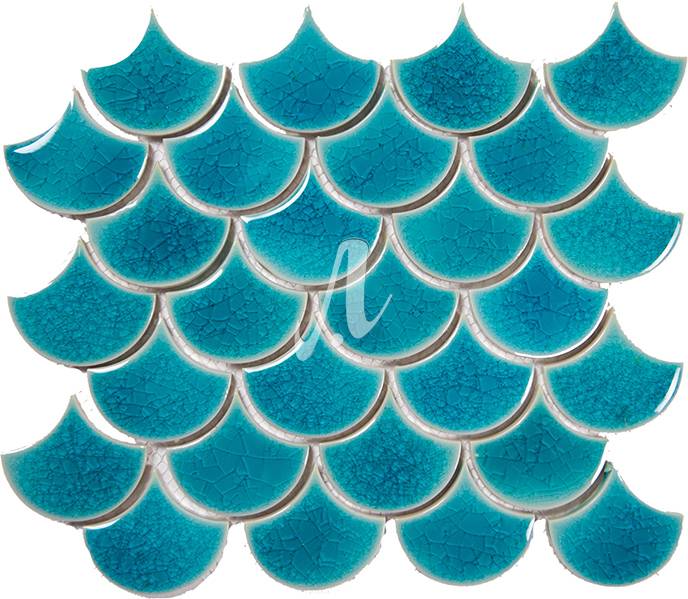 Gạch mosaic vảy cá xanh dương nhạt 6x7 cm