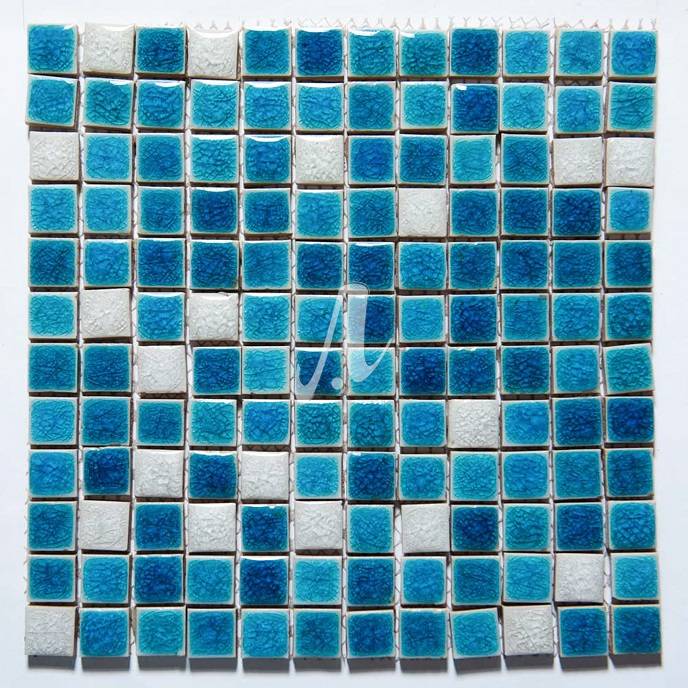 Gạch mosaic vuông trộn màu xanh dương 23x23