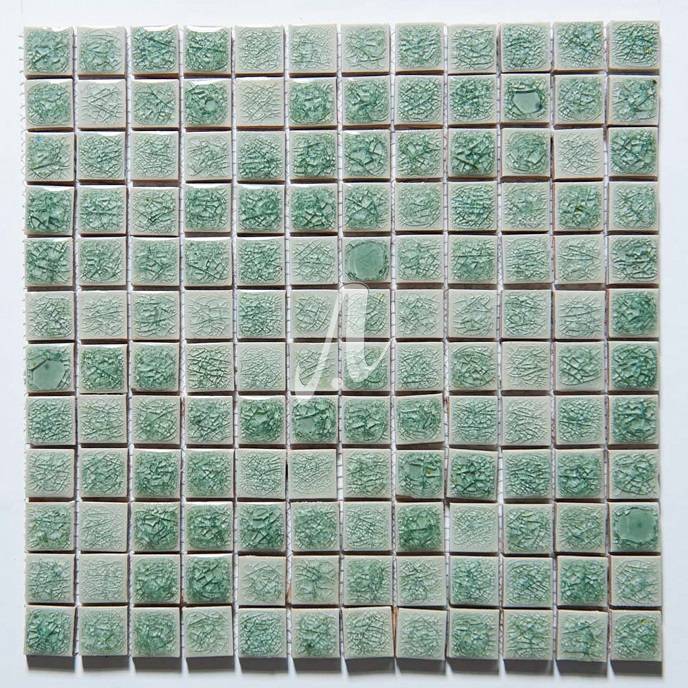 Gạch mosaic vuông xanh ghi 23x23