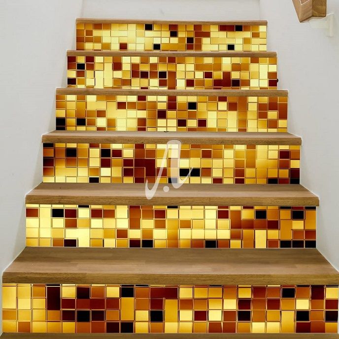 Lấp lánh gạch mosaic thủy tinh trang trí cầu thang