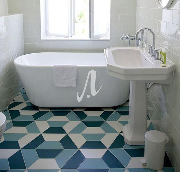 Phối màu trắng và xanh tạo cảm giác thoáng đãng cho phòng tắm
