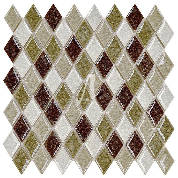 Gạch mosaic thiết kế hình thoi với chất liêu gốm sứ 