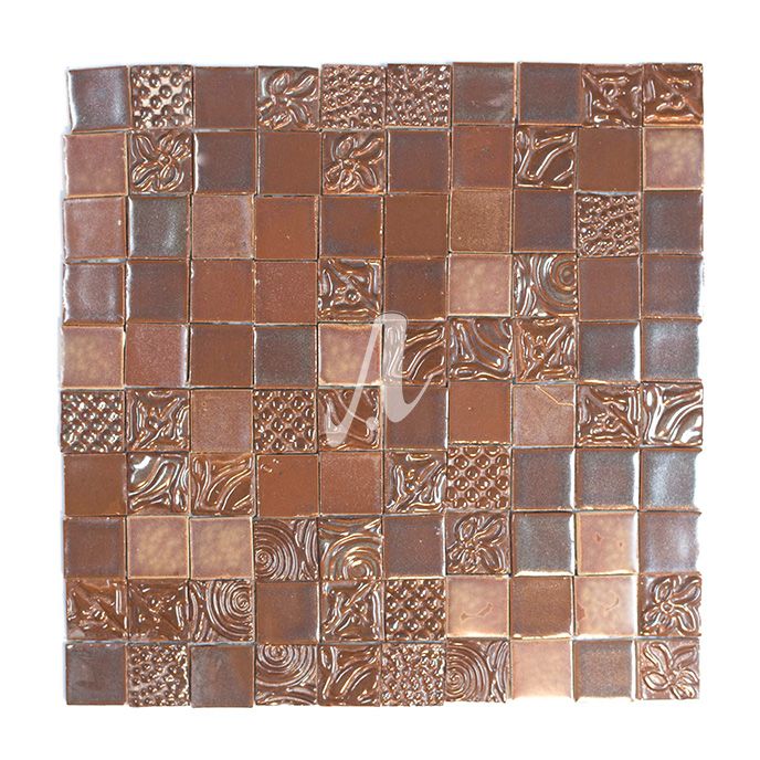 Gạch mosaic nhỏ ốp tường 3D điểm nâu