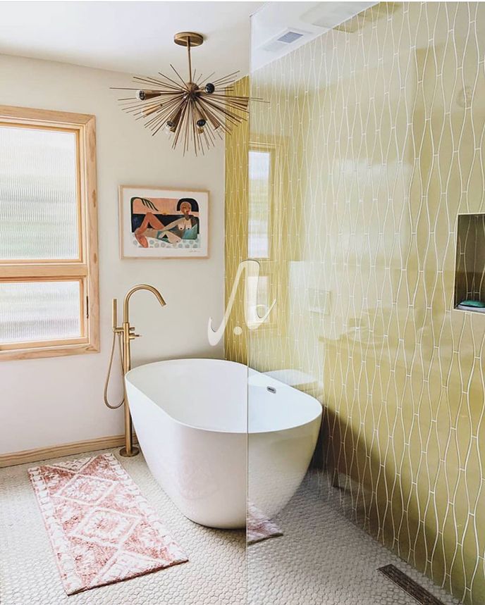 Mẫu gạch mosaci mới thiết kế sóng đơn trang ttis tường phòng tắm