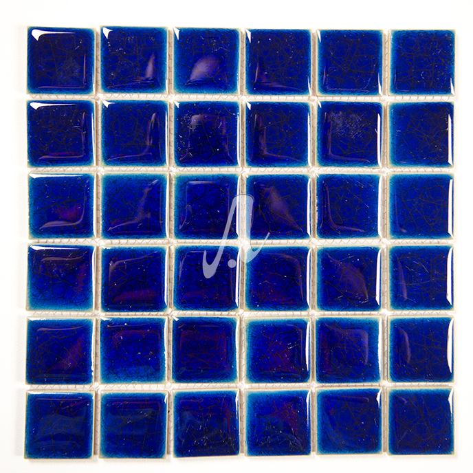 Gạch mosaic trắng vuông xanh đậm hải 5x5