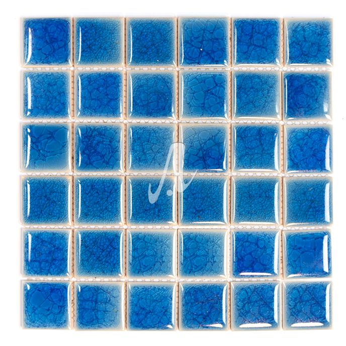 Gạch mosaic trắng vuông xanh dương đậm 5x5