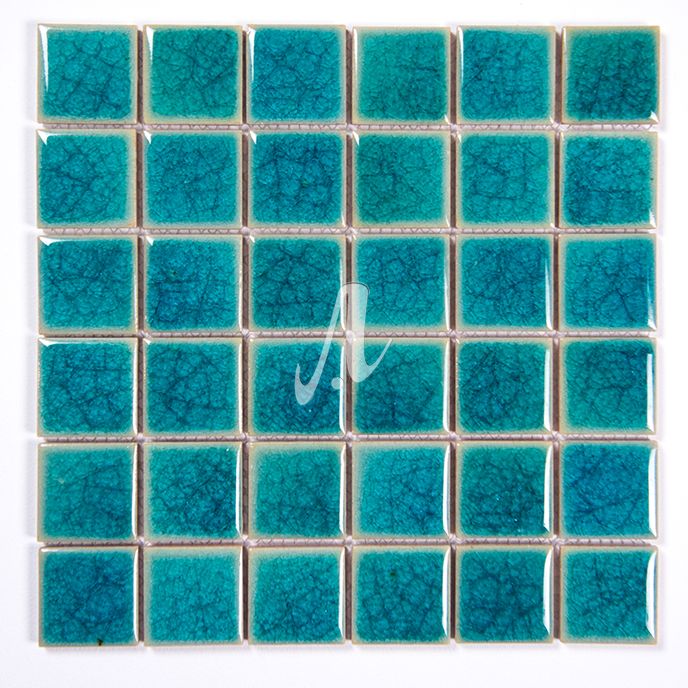 Gạch mosaic trắng vuông xanh dương nhạt 5x5