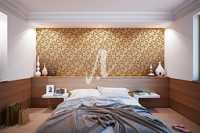 Cách phối 3 loại gạch tam giác tông nâu tạo cho phòng ngủ cảm giác ấm cúng hơn
