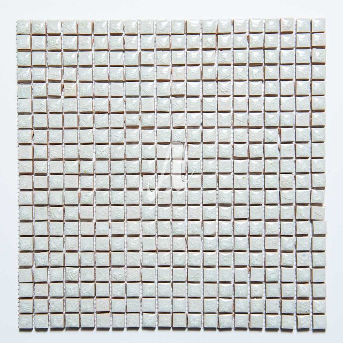 Gạch mosaic vuông trắng kem 1x1