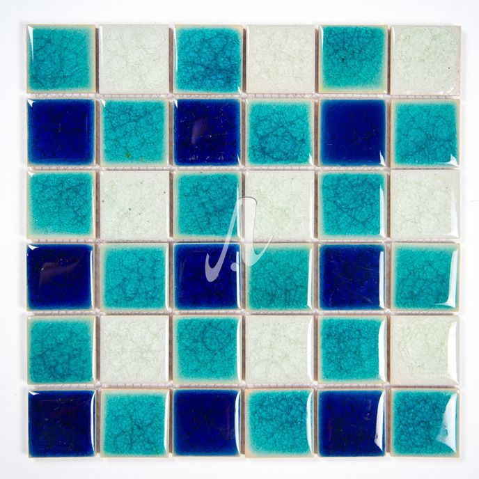 Gạch mosaic vuông trộn xanh trắng 5x5