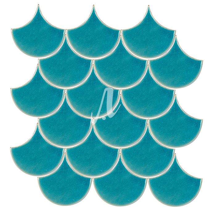 Vỉ gạch mosaic vảy cá 10x11 xanh dương nhạt