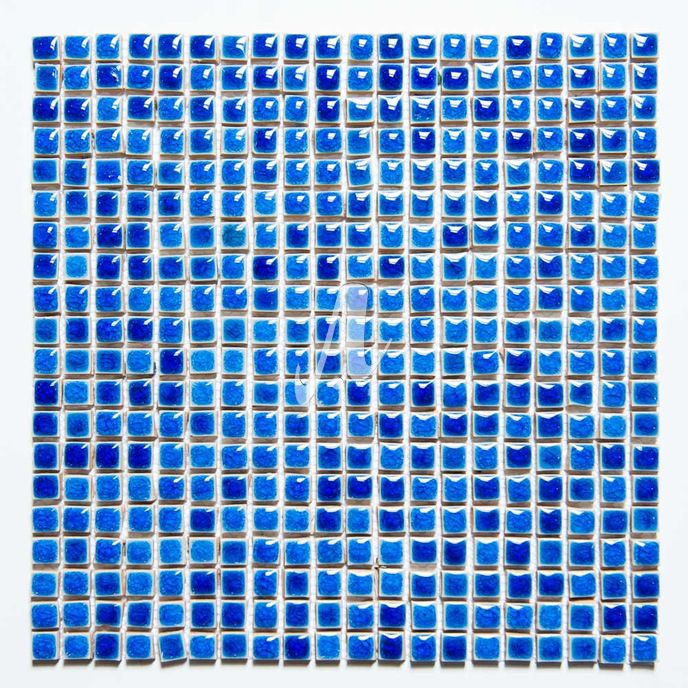 Gạch mosaic bể bơi xanh coban 1x1