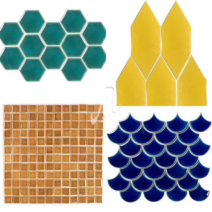 Gạch mosaic đơn sắc với các hình dáng khác nhau