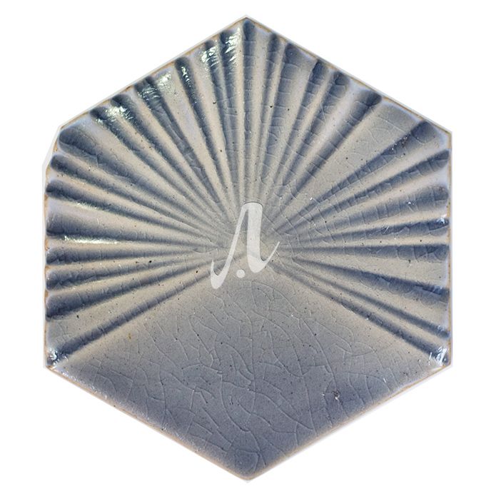 Gạch lục giác 3D lá cọ mix trơn 14x16 xanh tím